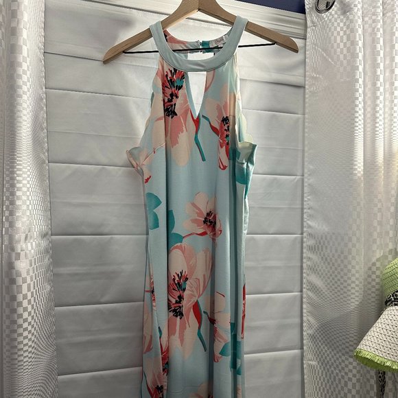 Candie's Dresses & Skirts - EUC - Candie's Halter Dress - Teal - Size Large - Scalloped Edge on Hem/Arms